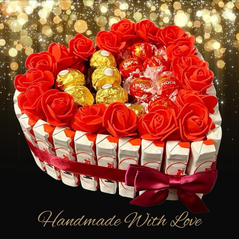 Luxury Handmade Chocolate Heart Gift Selection With Ferrero Rocher/ Raffaello/ Kinder/ - BestBargain Norwich