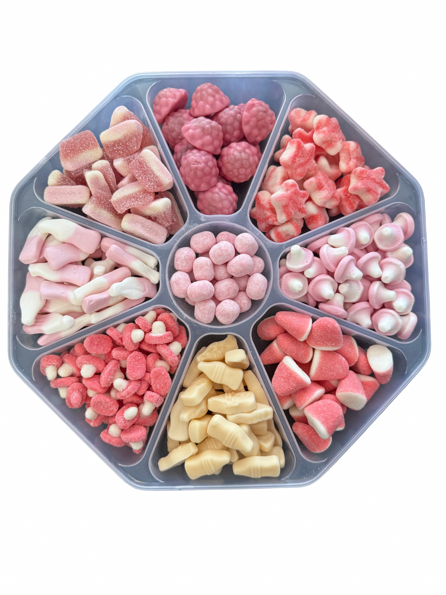 Pink & White Sweet Platter With Lid ( approx 1.3Kg ) Pre Mix