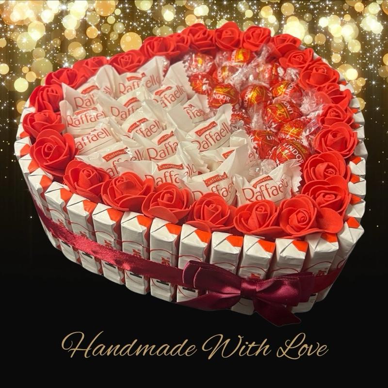 Luxury Handmade Chocolate Heart Gift Selection With Ferrero Rocher/ Raffaello/ Kinder/ - BestBargain Norwich