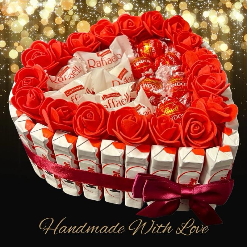 Luxury Handmade Chocolate Heart Gift Selection With Ferrero Rocher/ Raffaello/ Kinder/ - BestBargain Norwich