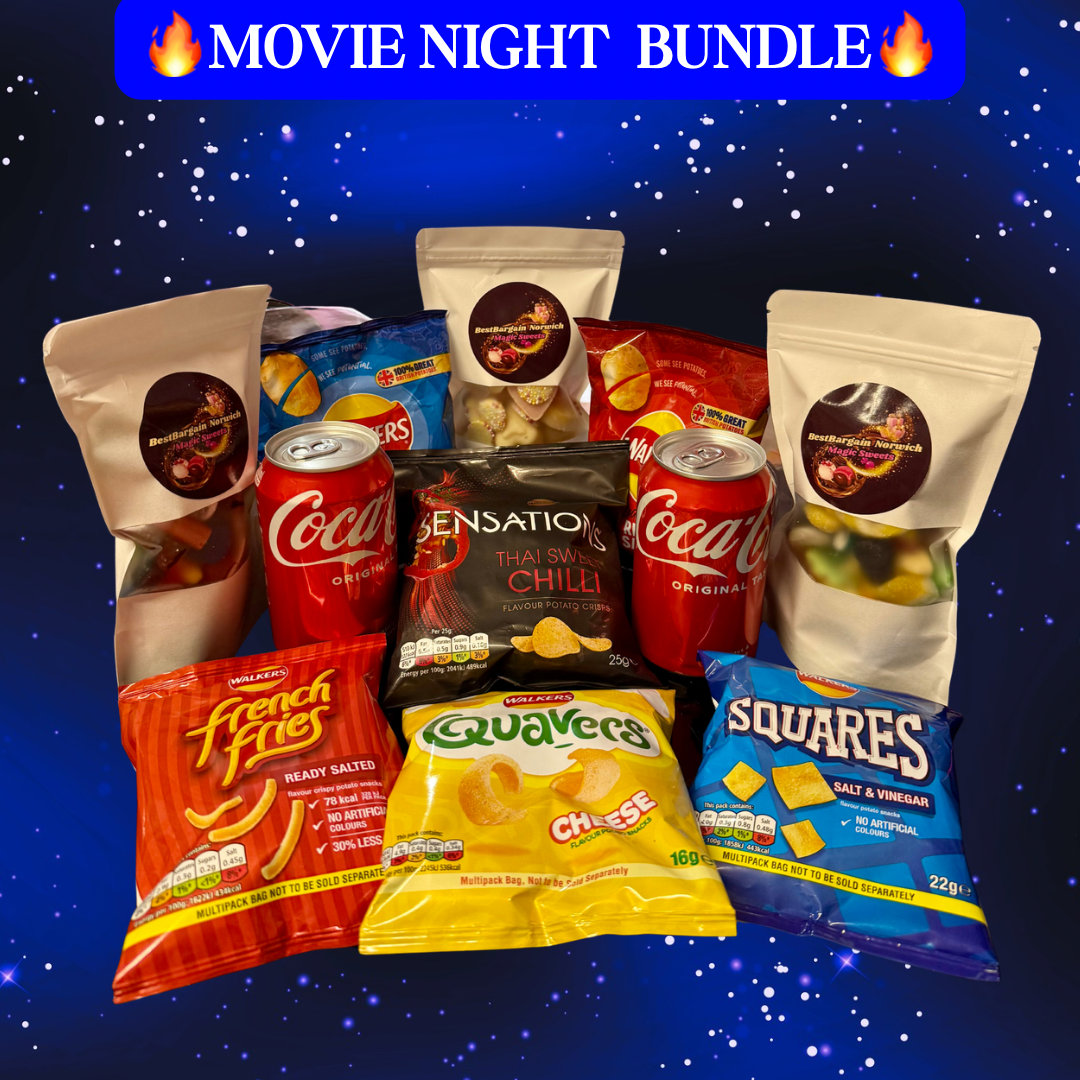 Movie Night Bundle - Pick N Mix Sweets - Crisps - Coca-Cola - Walkers - Snacks - Perfect for Home Cinema Nights - Family Bundle - Party Bundle - Share