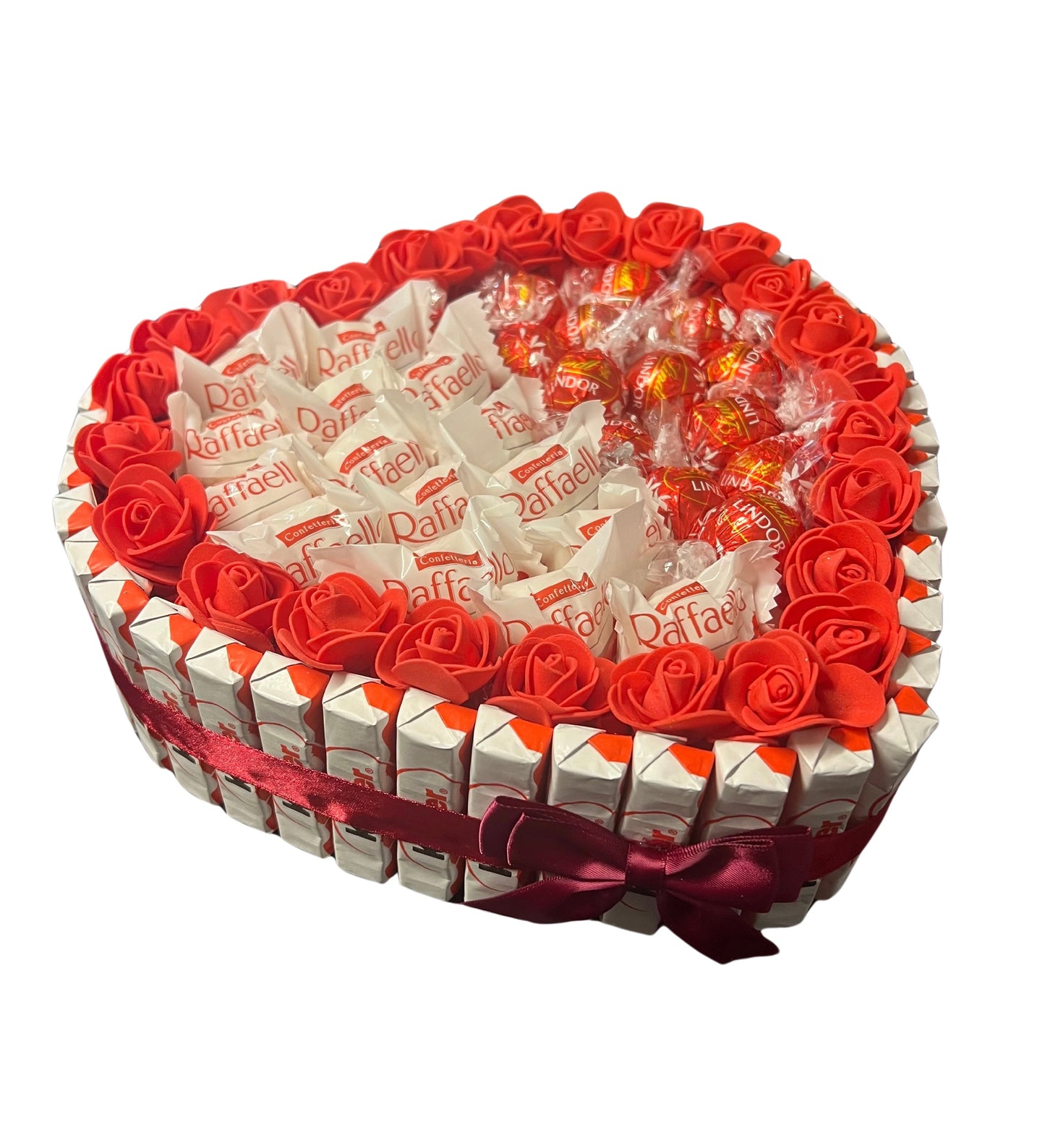Luxury Handmade Chocolate Heart Gift Selection With Lindor / Raffaello/ Kinder/ 25cm - BestBargain Norwich