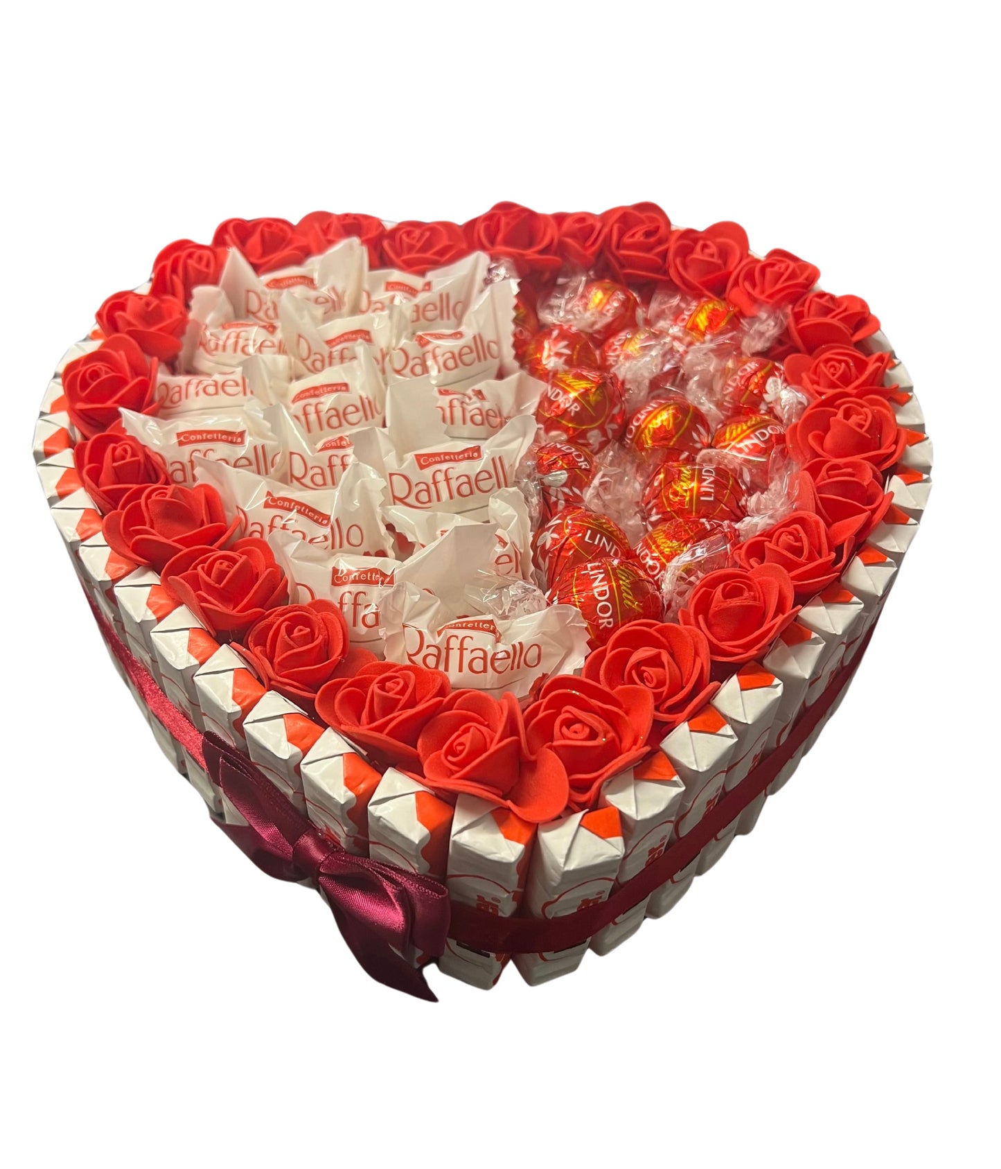 Luxury Handmade Chocolate Heart Gift Selection With Lindor / Raffaello/ Kinder/ 25cm - BestBargain Norwich