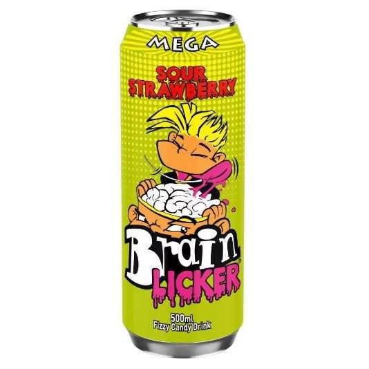 Best Before 10/2024 (500ml) - Brain Licker Mega Sour Strawberry Fizzy Drink - BestBargain Norwich