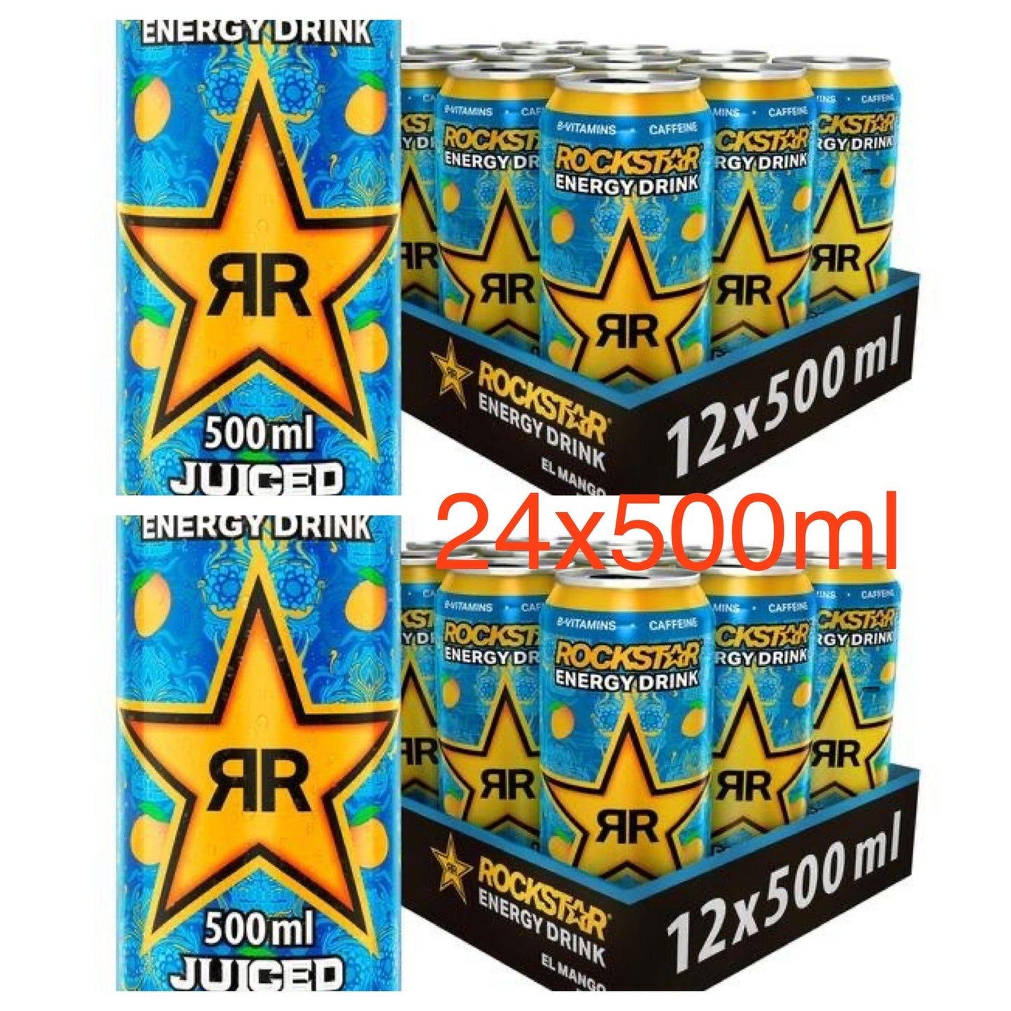 24x500ml Case of Rockstar Juiced El Mango - Best Before 31/08/2024 - BestBargain Norwich