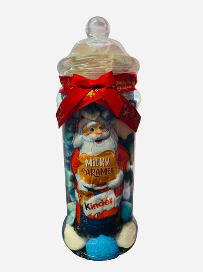 Christmas Sweet Mix Candy Gift Jars / Festive Pick N Mix With Kinder Caramel Santa / Large Jar