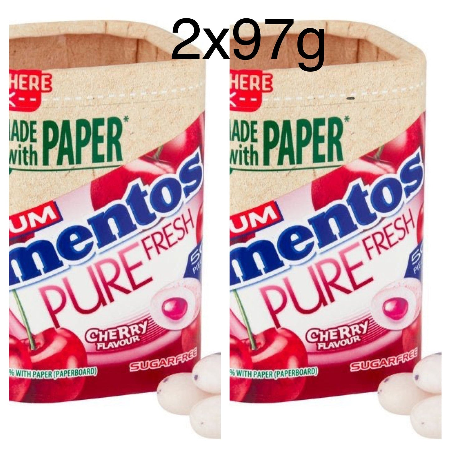 2x97g Mentos Pure Fresh Cherry Gum - Best Before 02/2025 - BestBargain Norwich