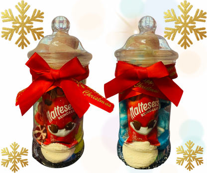 Christmas Sweet Mix Candy Gift Jars / Festive Pick N Mix With Malteser Reindeer / Small Jar