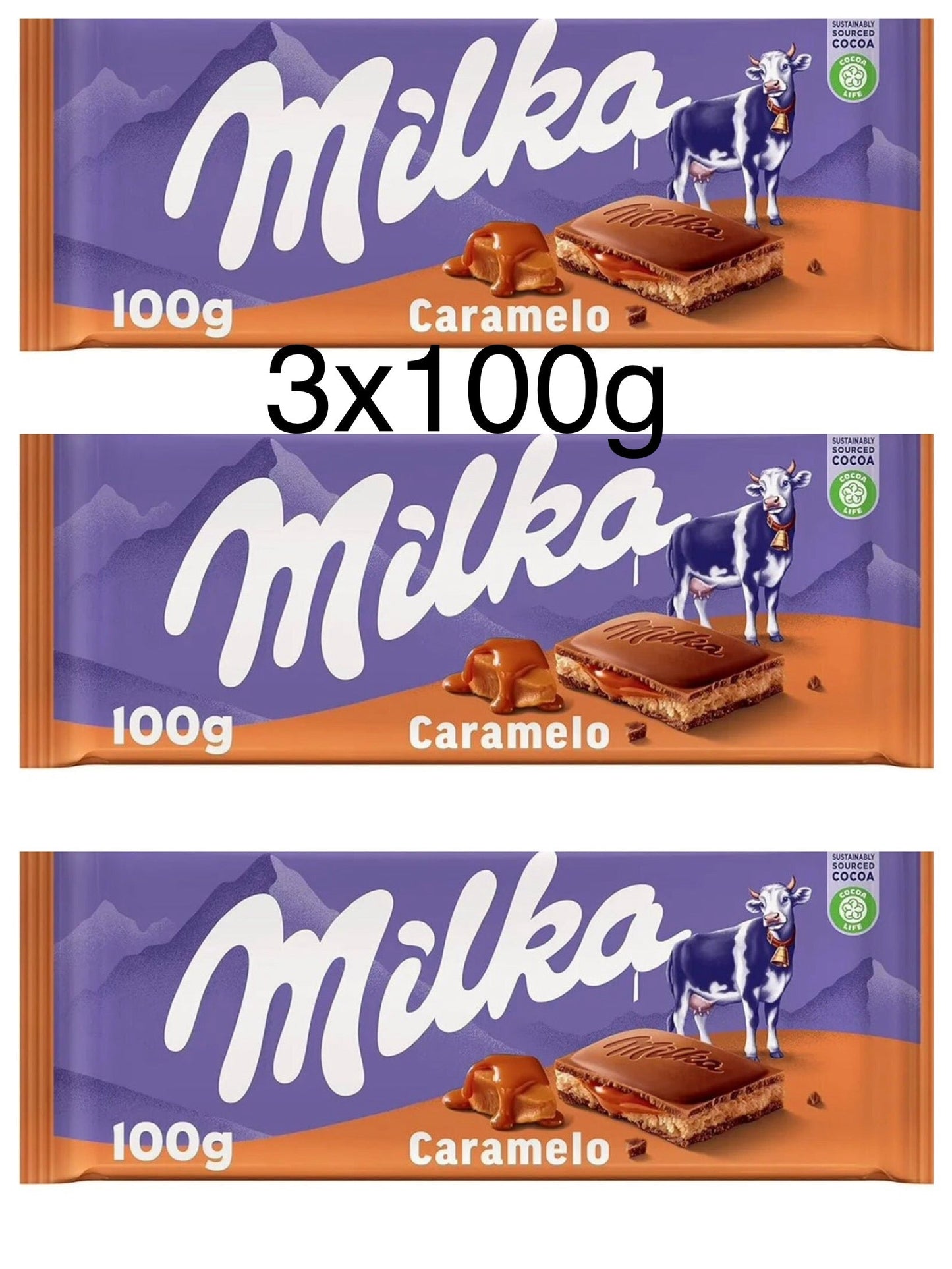 3x100g Milka Carameli Chocolate Bar - Best Before 10/10/2024 - BestBargain Norwich