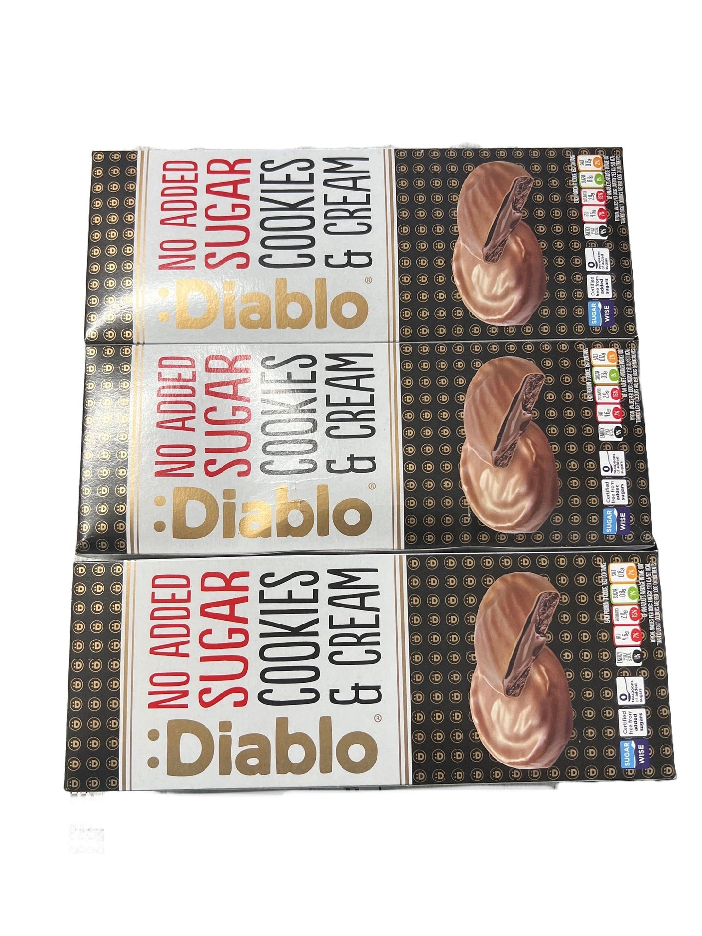 3x128g Diablo No Added Sugar Cookies & Cream - Best Before 11/05/2024 - BestBargain Norwich