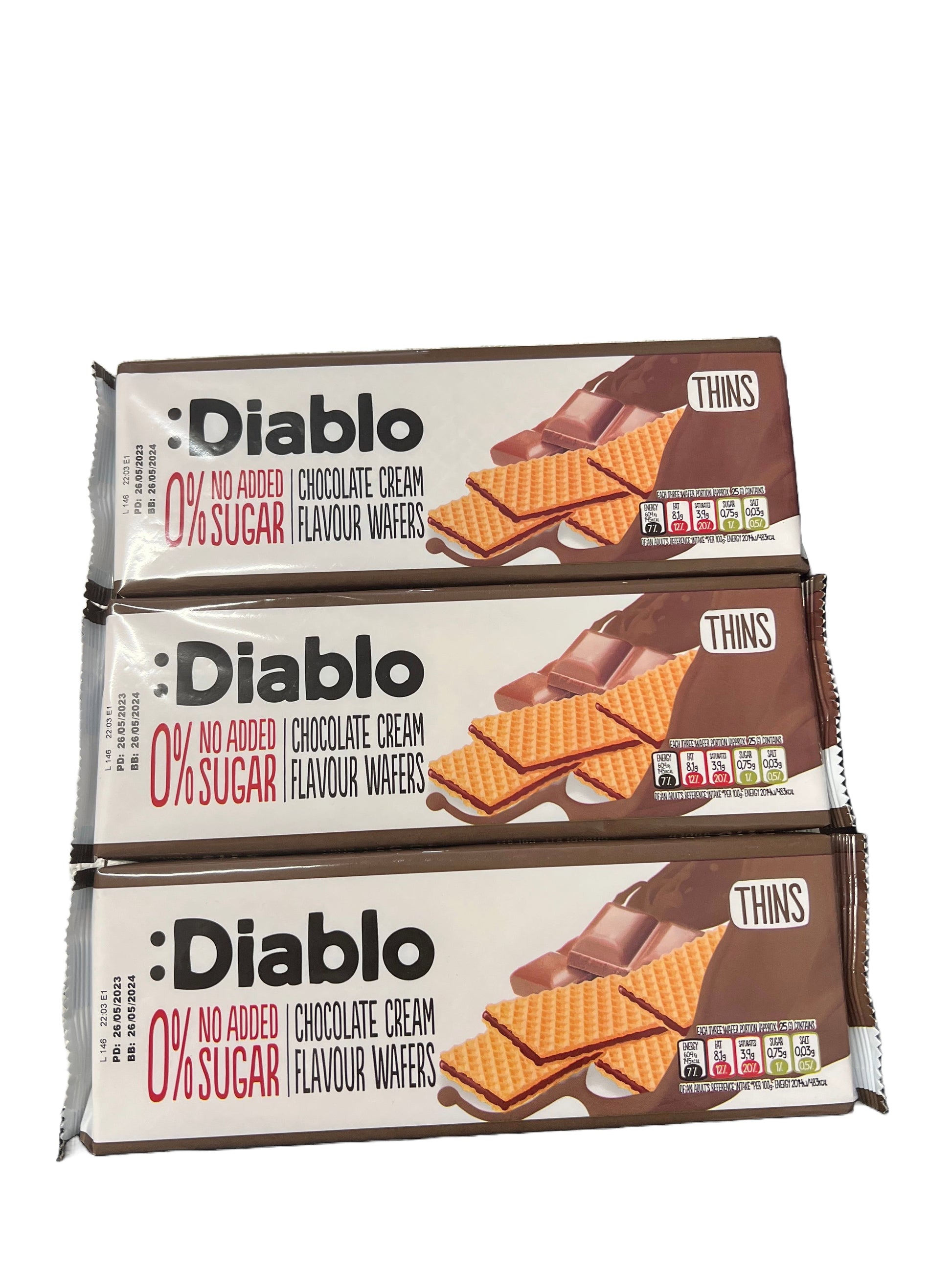 3x150g Diablo No Added Sugar Chocolate Cream Wafers - Best Before 26/05/2024 - BestBargain Norwich