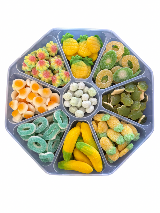 Yellow & Green Sweet Platter With Lid ( approx 1.3Kg ) Pre Mix