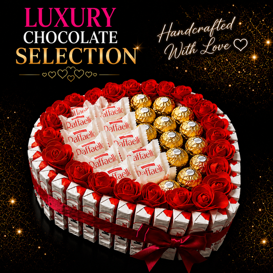 Luxury Handmade Chocolate Heart Gift Selection With Ferrero Rocher/ Raffaello/ Kinder/