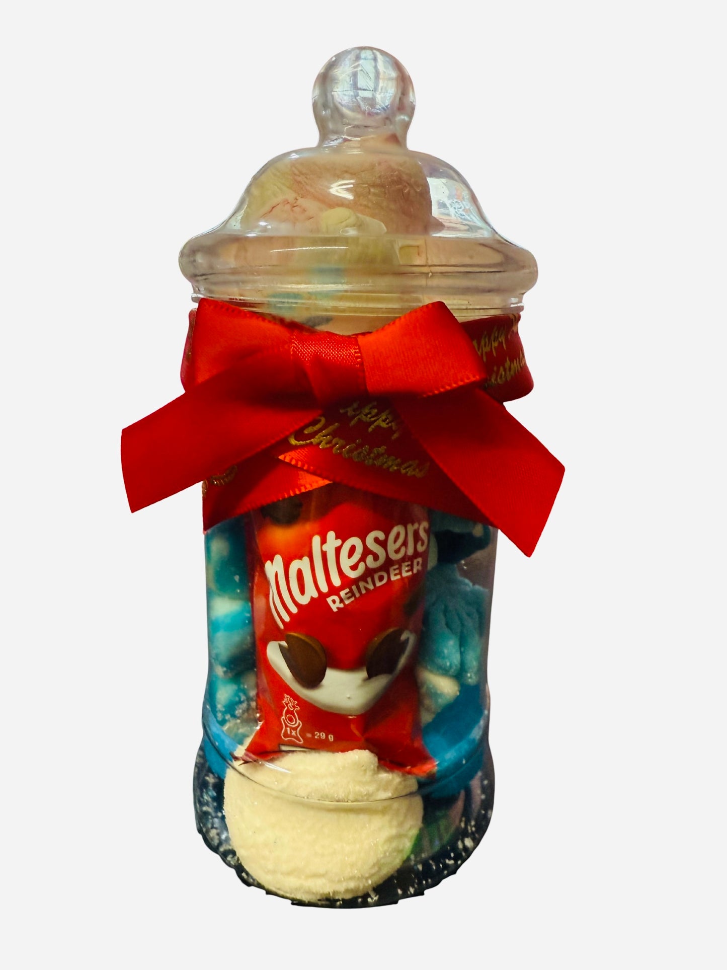 Christmas Sweet Mix Candy Gift Jars / Festive Pick N Mix With Malteser Reindeer / Small Jar