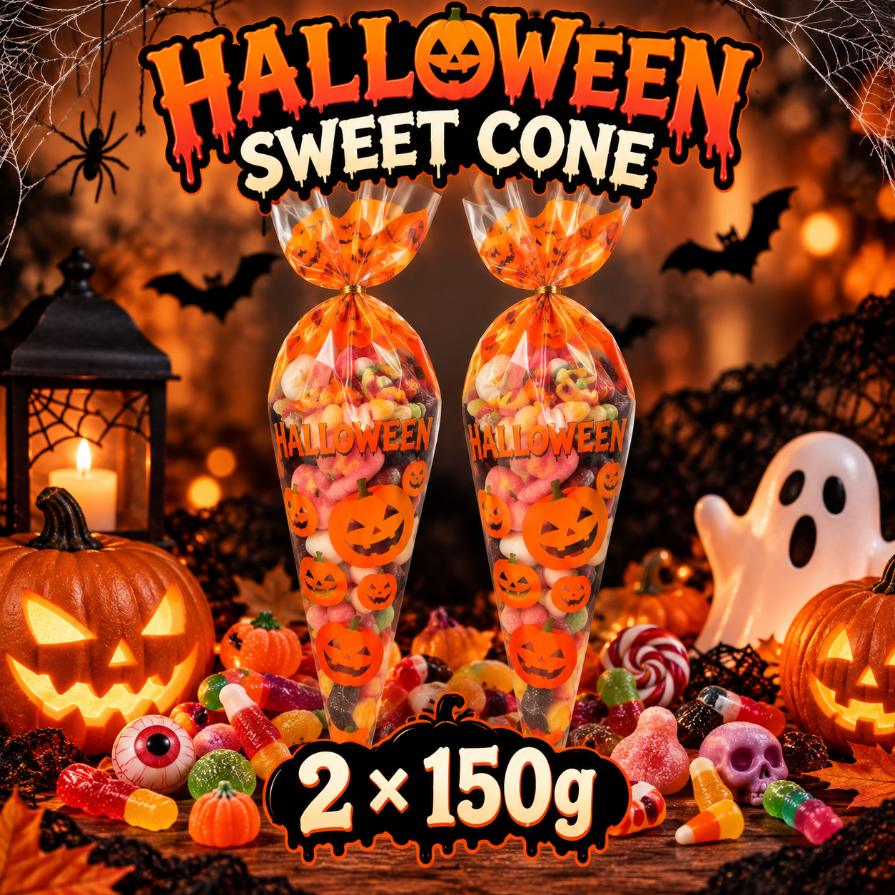 Halloween Sweet Cones (2x150g) - Assorted Pick N Mix