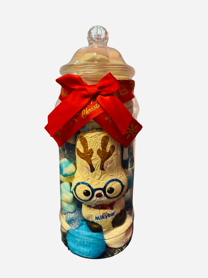 Christmas Sweet Mix Candy Gift Jars / Festive Pick N Mix With Milkybar Reindeer / Medium Jar