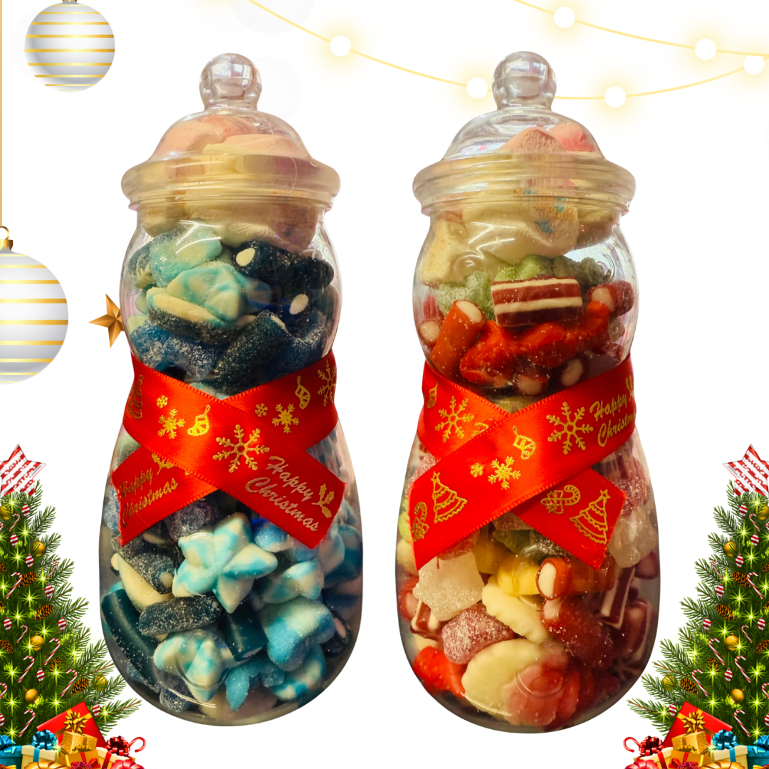 Christmas Sweet Mix Candy Gift Snowman Jars / Festive Pick N Mix