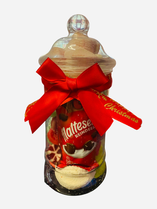 Christmas Sweet Mix Candy Gift Jars / Festive Pick N Mix With Malteser Reindeer / Small Jar