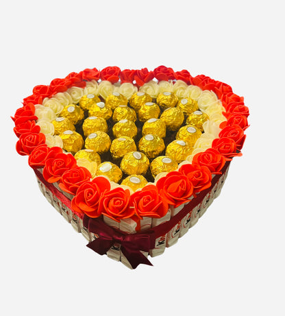 Luxury Handmade Ferrero & Kinder Chocolate Heart Gift Selection 30cm