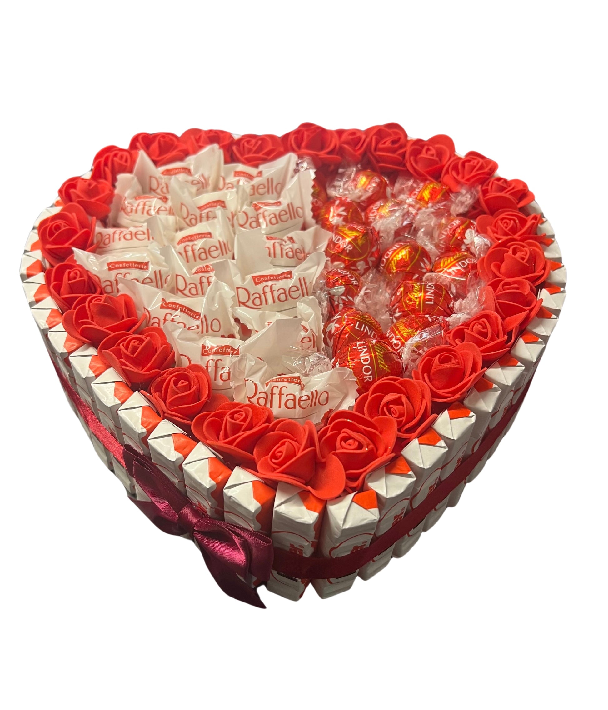 Luxury Handmade Chocolate Heart Gift Selection With Lindor / Raffaello/ Kinder/ 25cm - BestBargain Norwich