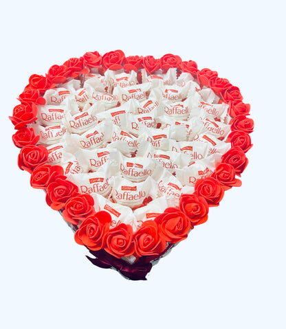 Luxury Handmade Raffaello & Kinder Chocolate Heart Gift Selection 30cm