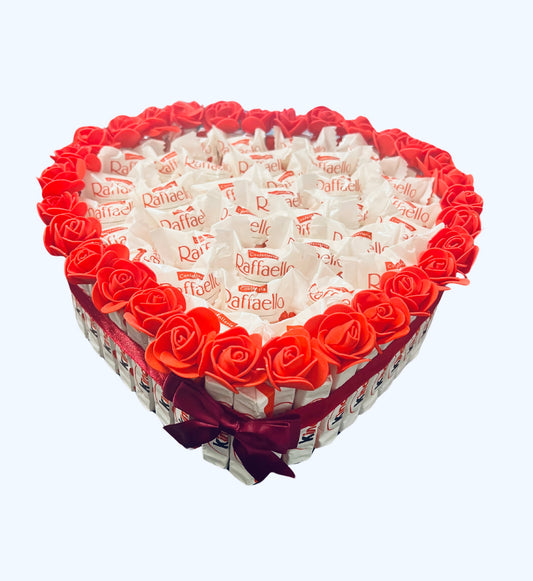 Luxury Handmade Raffaello & Kinder Chocolate Heart Gift Selection 30cm