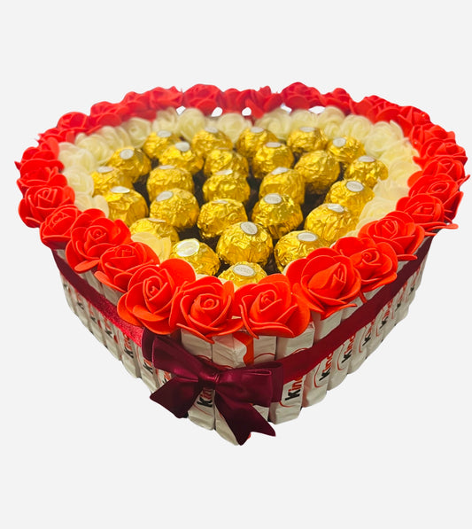 Luxury Handmade Ferrero & Kinder Chocolate Heart Gift Selection 30cm