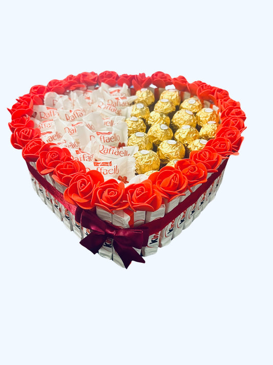 Luxury Handmade Chocolate Heart Gift Selection / Ferrero Rocher/ Raffaello/ Kinder/ 30cm