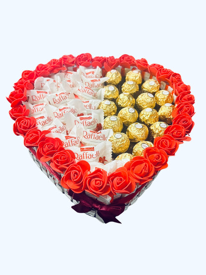 Luxury Handmade Chocolate Heart Gift Selection / Ferrero Rocher/ Raffaello/ Kinder/ 30cm