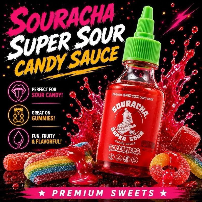 Red Cherry Souracha Super Sour Candy Sauce