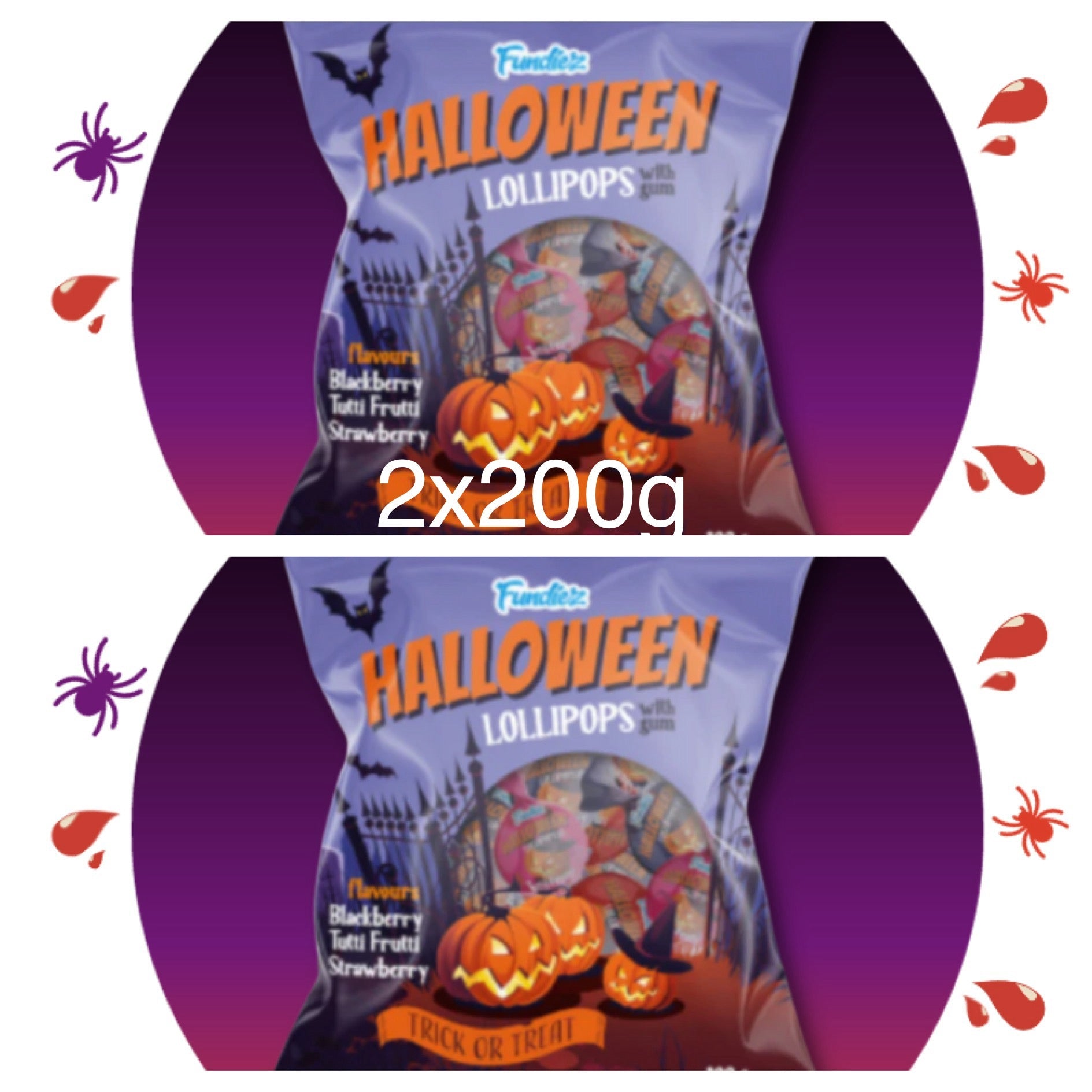 Halloween Lollipops With Gum 2x200g - Best Before 31/05/2025 - BestBargain Norwich