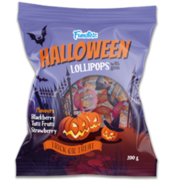 Halloween Lollipops With Gum - Best Before 31/05/2025 (200g) - BestBargain Norwich